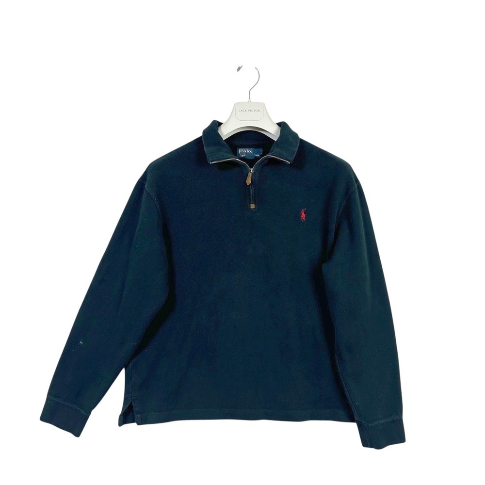 Polo Ralph Lauren Mens Sweatshirt 1/4 Zip Cotton‎ Pullover Black Mock Neck XL